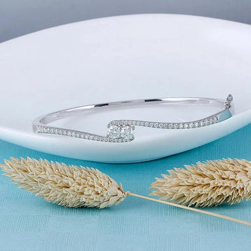 White Gold Bangle Moissanite Bracelet 0.5ctw