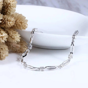 White Gold Moissanite Bangle Bracelet 9 Stone 0.9ctw