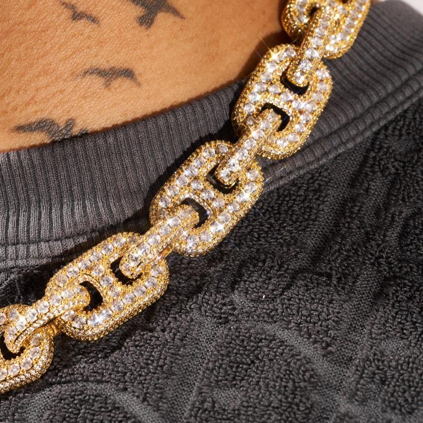 17mm G-link Diamond Chain - Gold