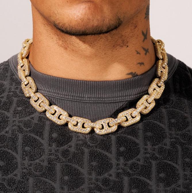 17mm G-link Diamond Chain - Gold