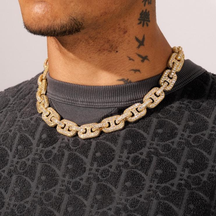 17mm G-link Diamond Chain - Gold