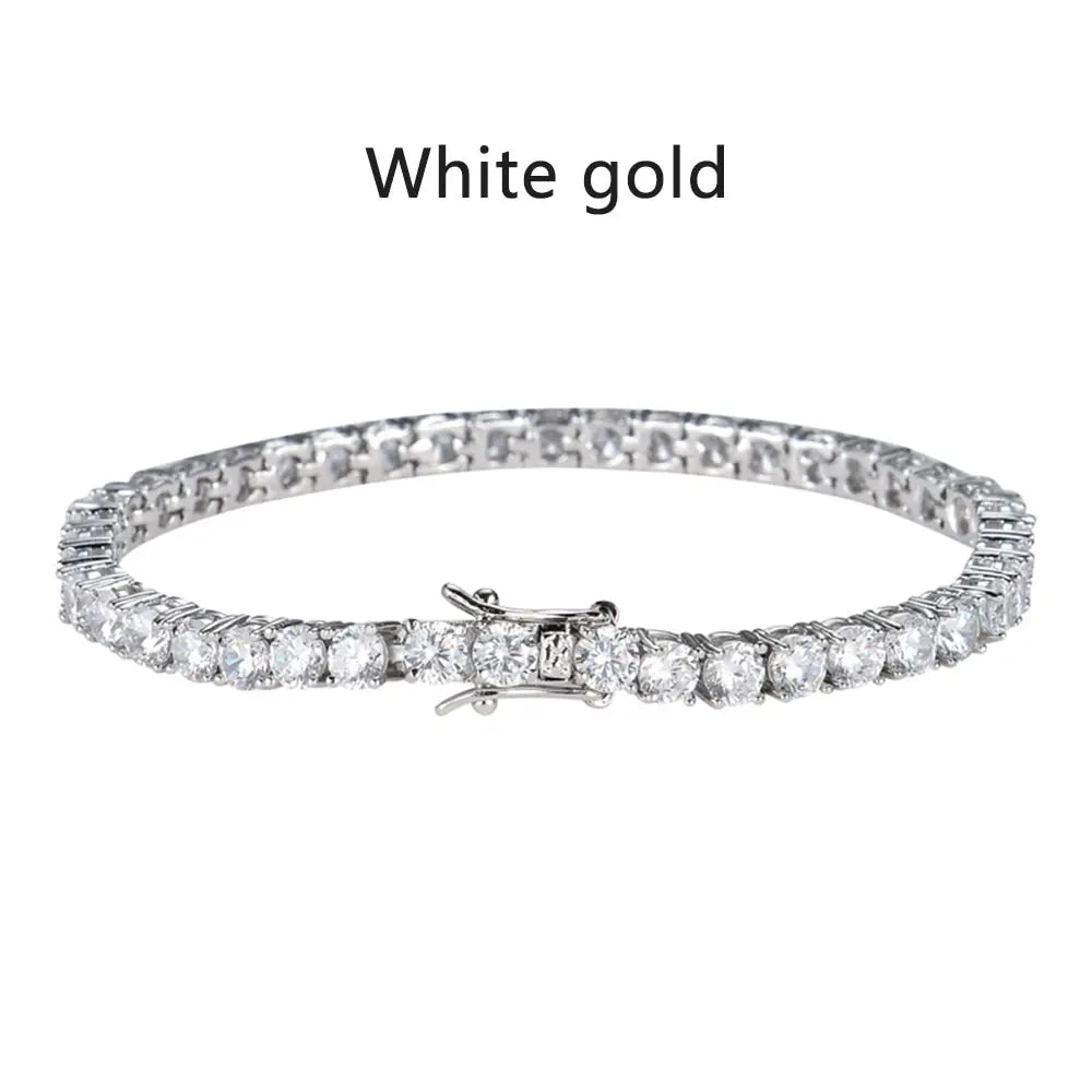 Gold Plated Silver 4mm Moissanite Tennis Bracelet 15ctw