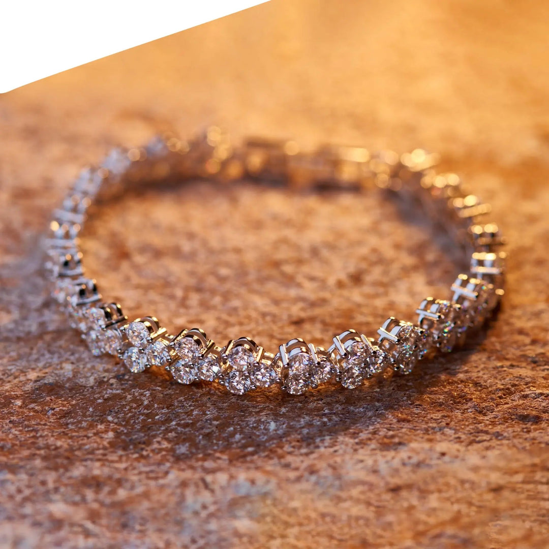 White Gold Plated Moissanite Tennis Bracelet Men 6.9ctw - 8.1ctw