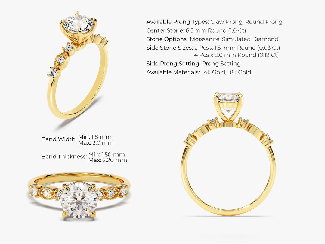 1 carat engagement ring yellow gold