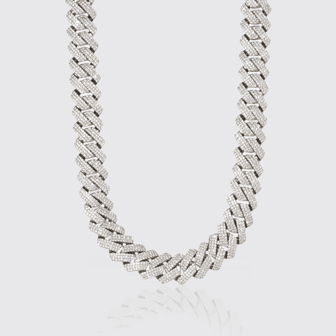 20mm Moissanite Monaco Chain - 925 Silver - D Colour - Vvs1