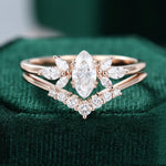 Load image into Gallery viewer, 2PCS Marquise Cut Moissanite Engagement Ring Set Dainty Bridal Ring Set
