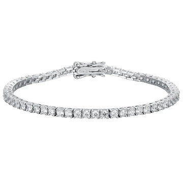 White Gold Plated Silver 3mm Moissanite Tennis Bracelet 4.6 to 7 CTW