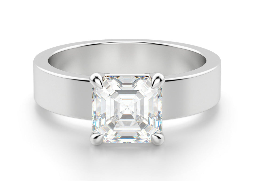 Basket Set Bold Asscher 1.00 Ct Center Engagement Ring Moissanite