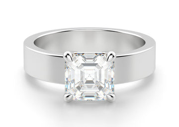 Basket Set Bold Asscher 1.00 Ct Center Engagement Ring Moissanite