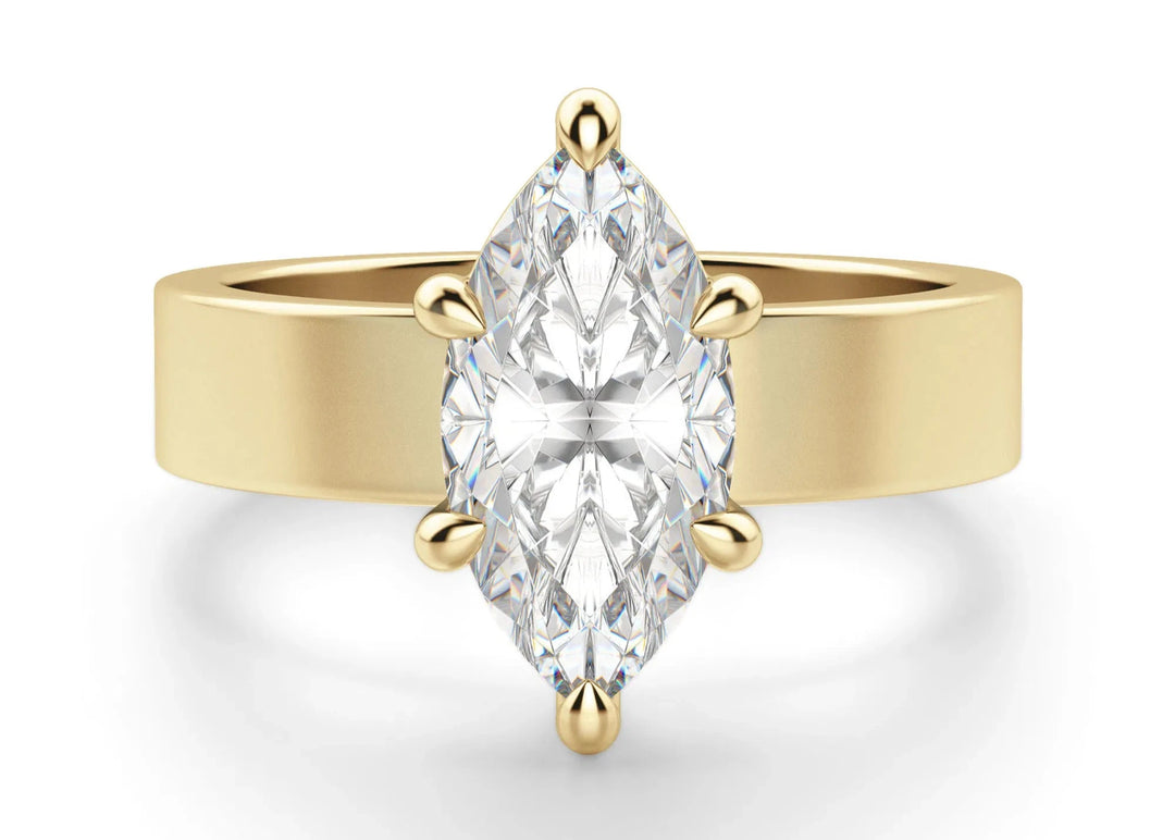 Basket Set Bold Marquise Cut 2.00 Ct Center Engagement Ring Moissanite