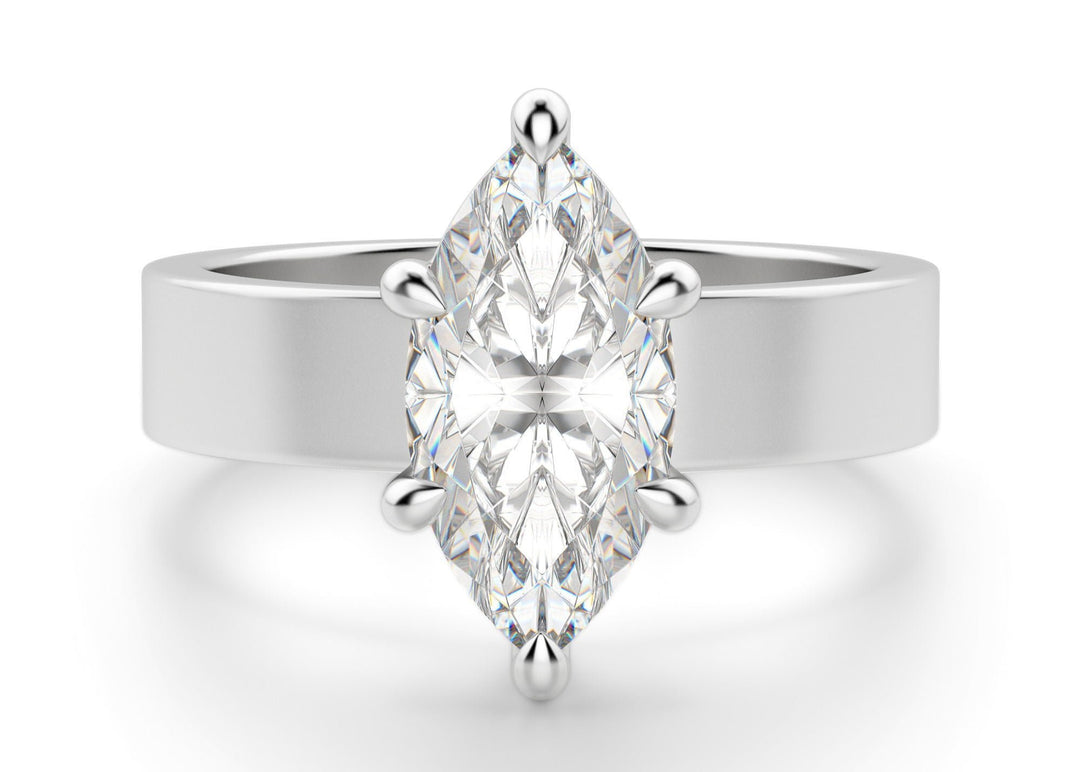 Basket Set Bold Marquise Cut 2.00 Ct Center Engagement Ring Moissanite