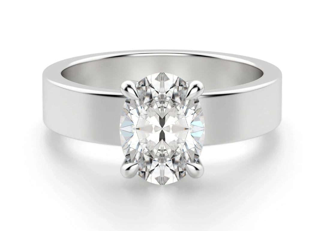 Basket Set Bold Oval Cut 1.00 Ct Center Engagement Ring Moissanite