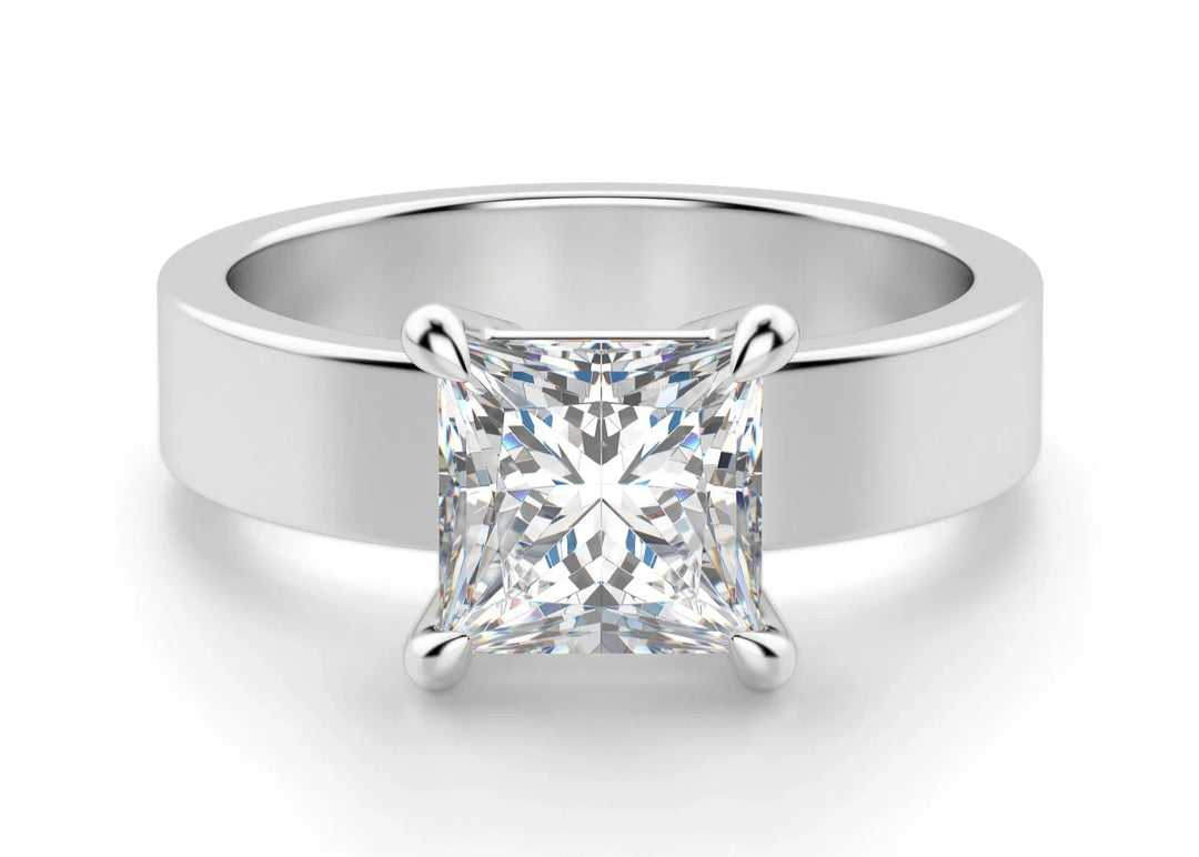 Basket Set Bold Princess Cut 1.00 Ct Center Engagement Ring Moissanite