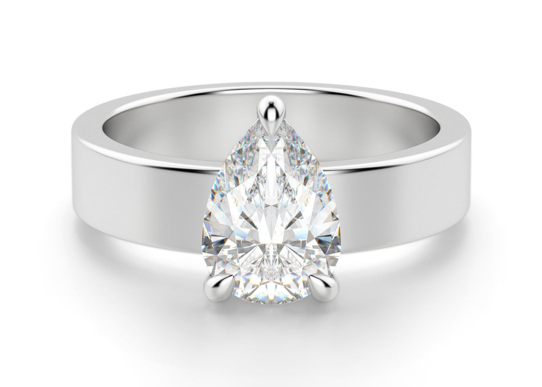 Basket Set Bold Pear Cut 1.00 Ct Center Engagement Ring Moissanite