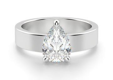 Basket Set Bold Pear Cut 1.00 Ct Center Engagement Ring Moissanite