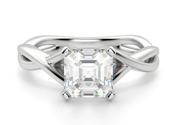 Twisted Classic Asscher Cut 1.00 Ct Center Engagement Ring Moissanite