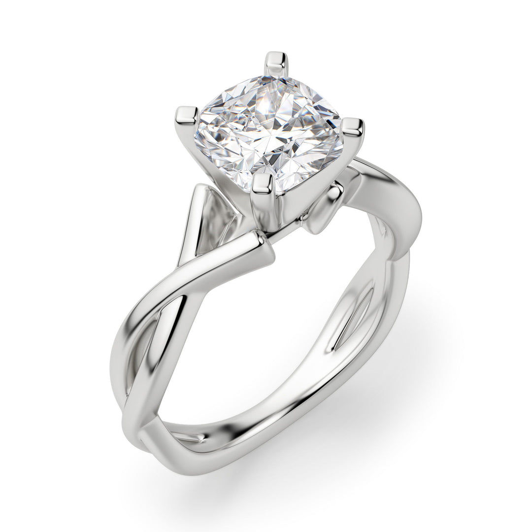 Twisted Classic Cushion Cut 1.00 Ct Center Engagement Ring Moissanite