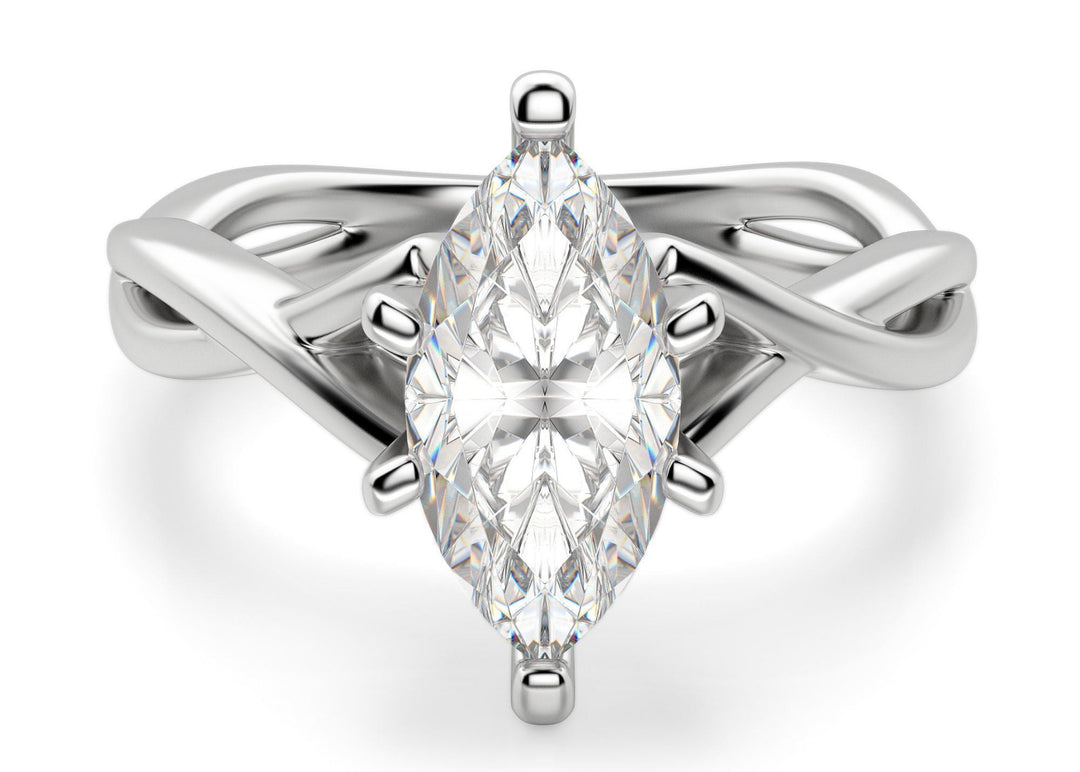 Twisted Classic Marquise Cut 0.50 Ct Center Engagement Ring Moissanite