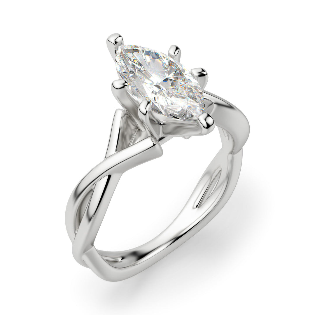 Twisted Classic Marquise Cut 0.50 Ct Center Engagement Ring Moissanite