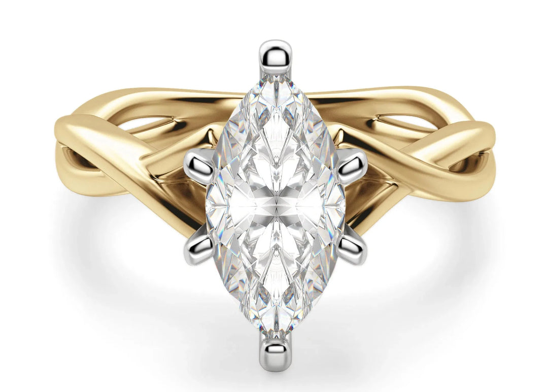 Twisted Classic Marquise Cut 0.50 Ct Center Engagement Ring Moissanite