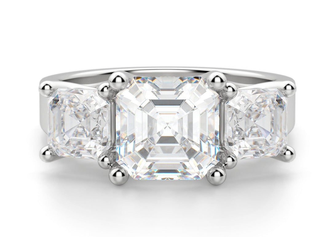 Allure Asscher Cut 2 Ct Center Moissanite Engagement Ring