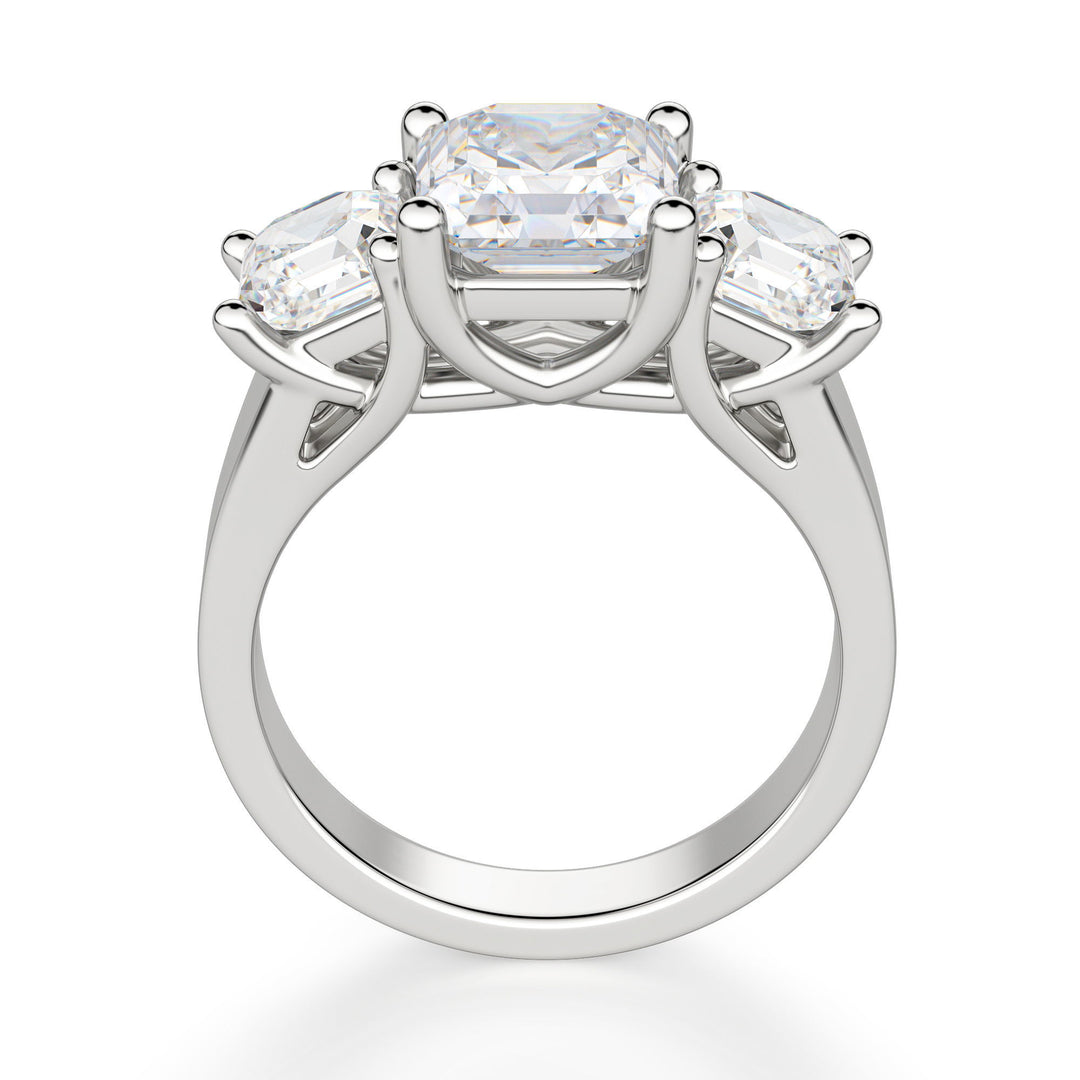 Allure Asscher Cut 2 Ct Center Moissanite Engagement Ring