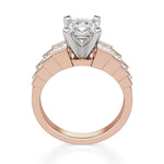 Load image into Gallery viewer, Cinderella Staircase Cushion Cut 1.00 Ct Center Engagement Ring Moissanite
