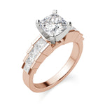 Load image into Gallery viewer, Cinderella Staircase Cushion Cut 1.00 Ct Center Engagement Ring Moissanite
