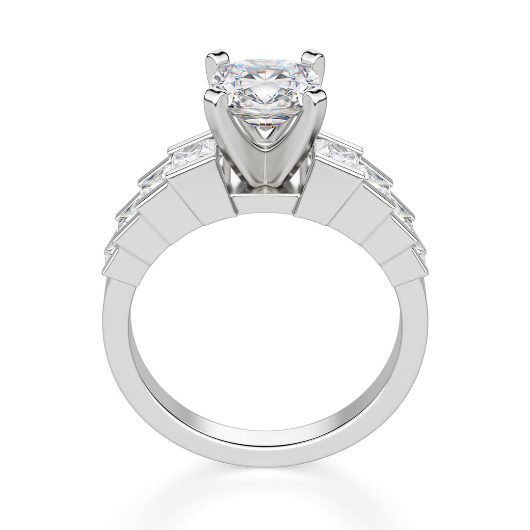 Cinderella Staircase Cushion Cut 1.00 Ct Center Engagement Ring Moissanite