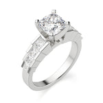 Load image into Gallery viewer, Cinderella Staircase Cushion Cut 1.00 Ct Center Engagement Ring Moissanite
