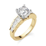 Load image into Gallery viewer, Cinderella Staircase Cushion Cut 1.00 Ct Center Engagement Ring Moissanite
