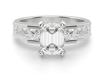 Cinderella Staircase Emerald Cut 3.00 Ct Center Engagement Ring