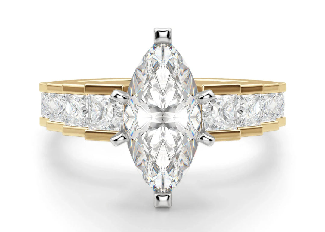 Cinderella Staircase Marquise Cut 0.50 Center Engagement Ring