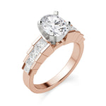 Load image into Gallery viewer, Cinderella Staircase Oval Cut 0.50 Ct Center Engagement Ring Moissanite
