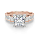 Load image into Gallery viewer, Cinderella Staircase Princess Cut 0.75 Ct Engagement Ring Moissanite
