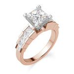 Load image into Gallery viewer, Cinderella Staircase Princess Cut 0.75 Ct Engagement Ring Moissanite
