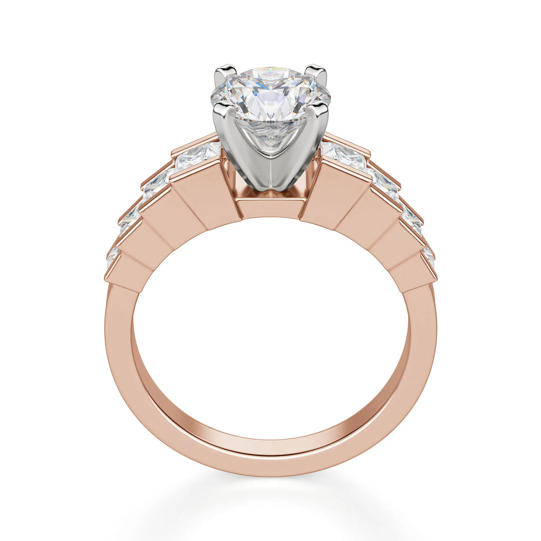 Cinderella Staircase Round Cut 0.50 Ct Center Engagement Ring