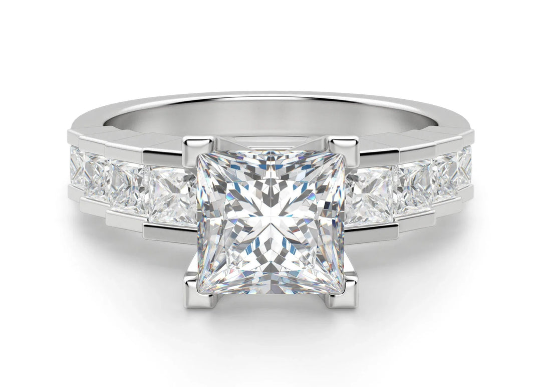 Cinderella Staircase Princess Cut 0.75 Ct Engagement Ring Moissanite