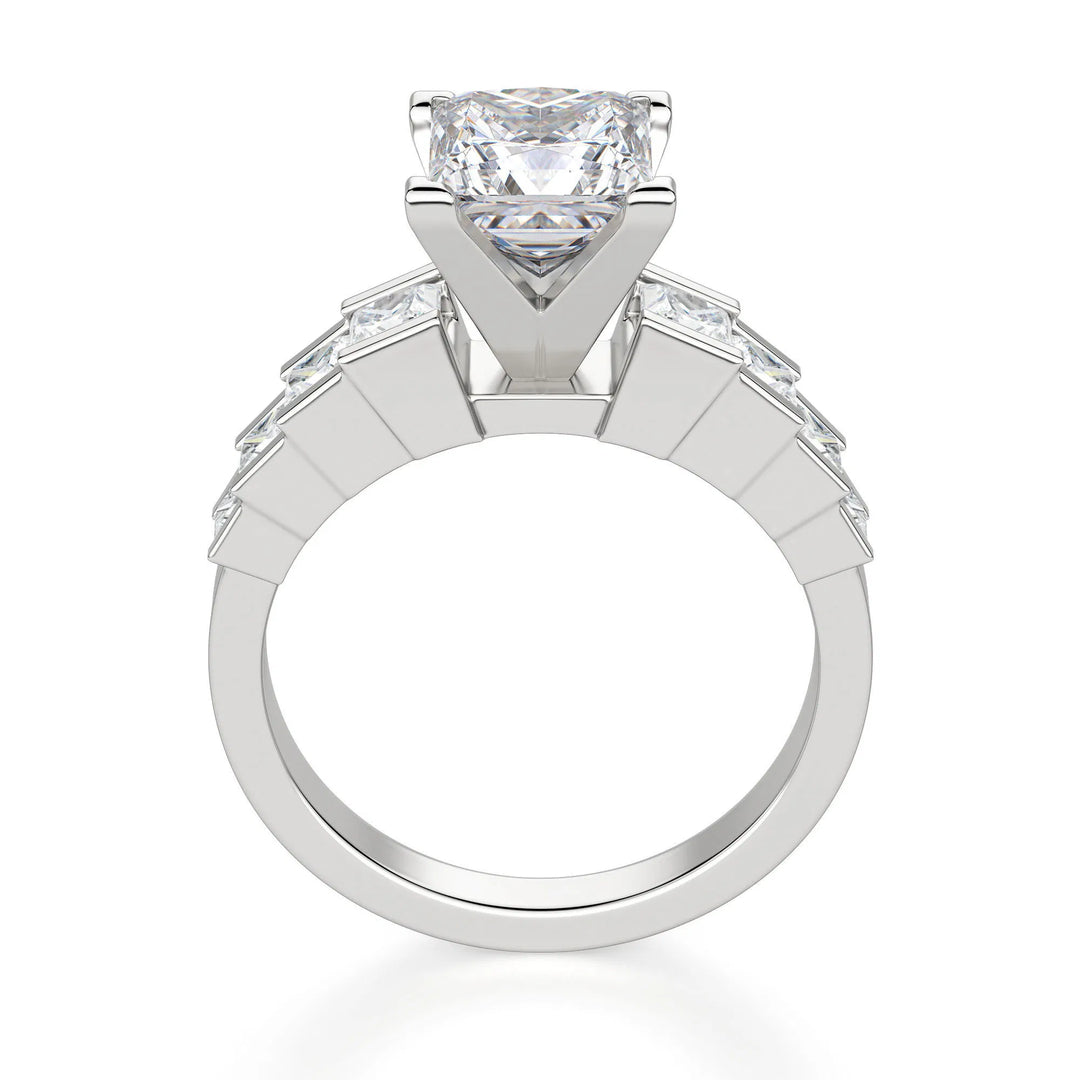 Cinderella Staircase Princess Cut 0.75 Ct Engagement Ring Moissanite