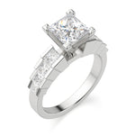 Load image into Gallery viewer, Cinderella Staircase Princess Cut 0.75 Ct Engagement Ring Moissanite
