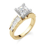 Load image into Gallery viewer, Cinderella Staircase Princess Cut 0.75 Ct Engagement Ring Moissanite
