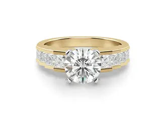 Cinderella Staircase Round Cut 0.50 Ct Center Engagement Ring