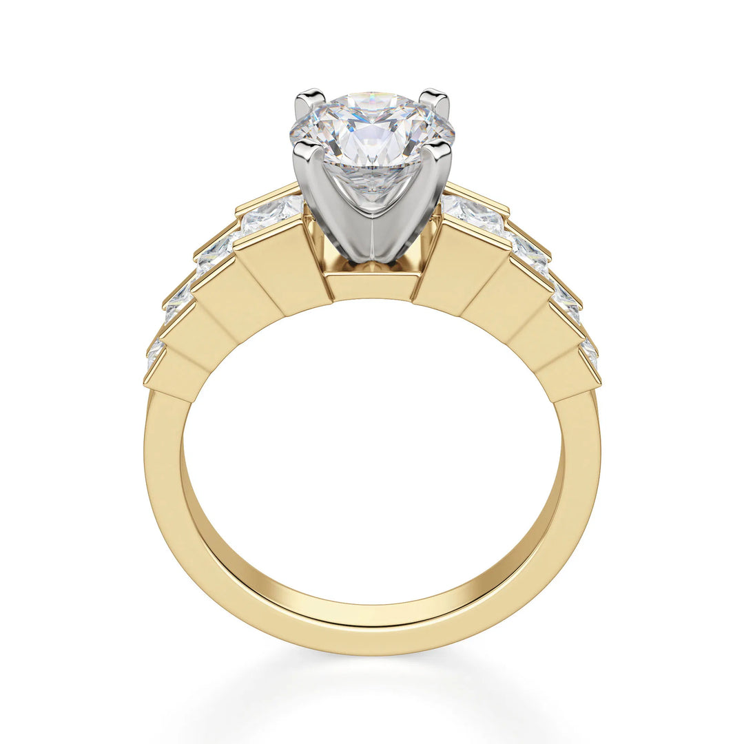 Cinderella Staircase Round Cut 0.50 Ct Center Engagement Ring