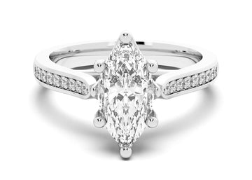 Bali Accented Marquise Cut 0.50 Ct Center Engagement Ring Moissanite
