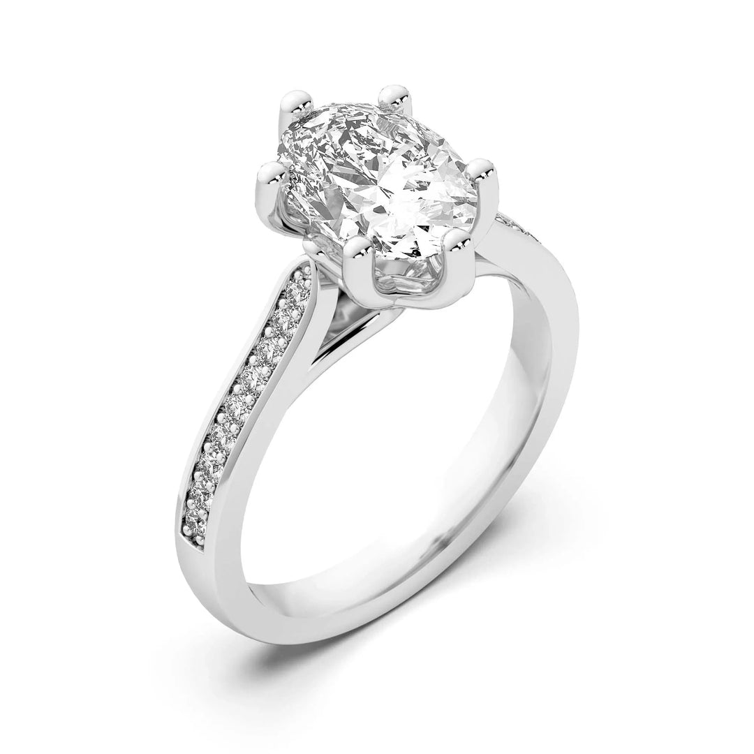 Bali Accented Oval Cut 1.50 Ct Center Engagement Ring Moissanite