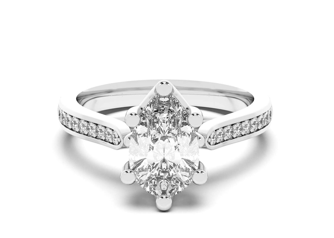 Bali Accented Pear Cut 2.00 Ct Center Engagement Ring Moissanite