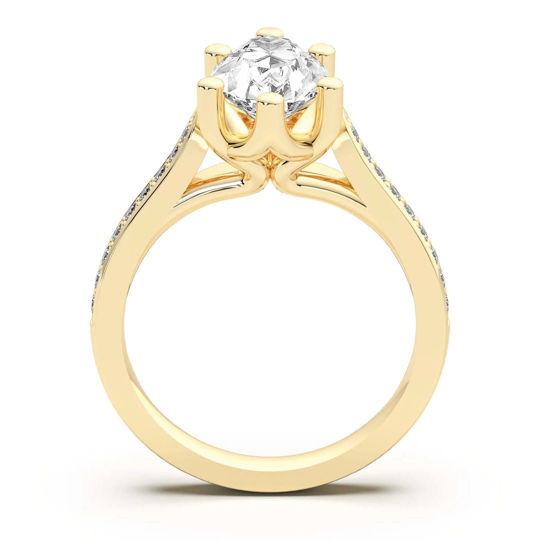 Bali Accented Pear Cut 2.00 Ct Center Engagement Ring Moissanite