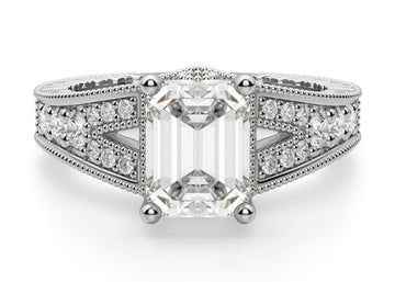 Valencia Emerald Cut 0.60 Center  Engagement Ring Moissanite