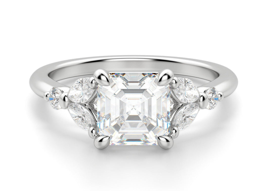 Haven Asscher Cut 1.00 Ct Center Engagement Ring Moissanite