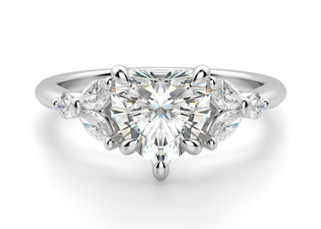 Hevan Heart Cut 1.50 Ct Center Engagement Ring Moissanite